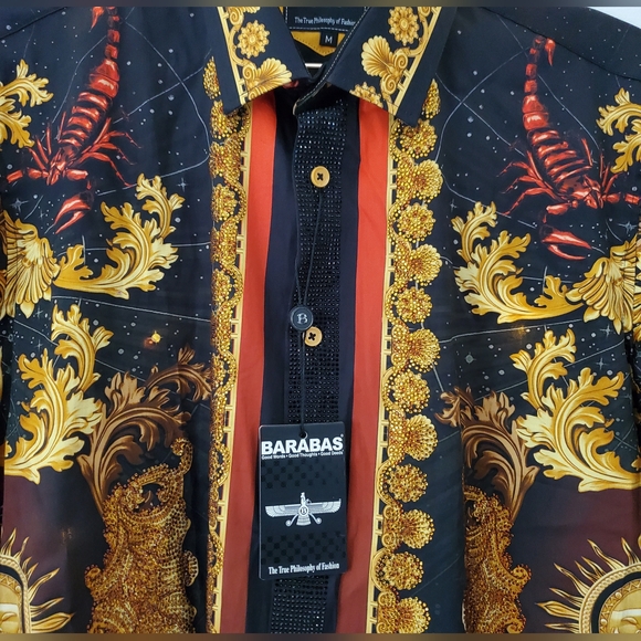 NWT Barabas Cogent Approach Rhinestone Long Sleeve Shirt Size M - Picture 7 of 12